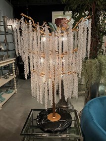 Lampă de masă din metal, auriu, cu cristale din sticlă, 105 x 71 cm, „Cascade”