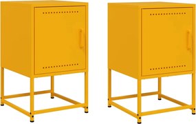 vidaXL Noptiere, 2 buc., galben muștar, 36x39x60,5 cm, oțel