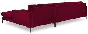Colțar din catifea cu extensie pe partea dreaptă Cosmopolitan Design Bali, roșu