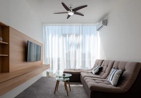 Candelabru Fabiola 0306, cu ventilator, 1xR7s, maro+nichel, IP20, Globo