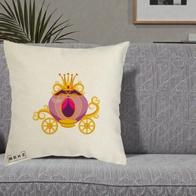 Perna Decorativa Trasura Regala Aurie, 40x40 cm, Ecru, Husa Detasabila, Perna Inclusa, BEKZ®