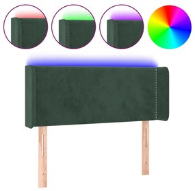 3123129 vidaXL Tăblie de pat cu LED, verde închis, 83x16x78/88 cm, catifea