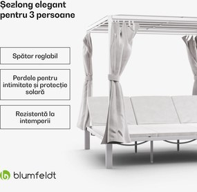 Blumfeldt Eremitage Triple – șezlong triplu, protecție solară, pentru până la 3 persoane, cadru din aluminiu, rezistent la intemperii