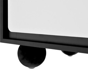 Comodă cu 6 sertare, colțuri rotunjite la sertare, 140x38x74,5 cm, Negru