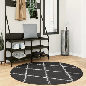 vidaXL Covor pufos &quot;PAMPLONA&quot; fire înalte negru/crem modern Ø 120 cm