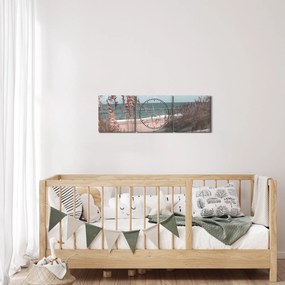 Tablou - Plaja roz (cu ceas) (90x30 cm)
