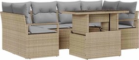 vidaXL Set de canapele pentru grădină 7 pcs Bej Rattan poli