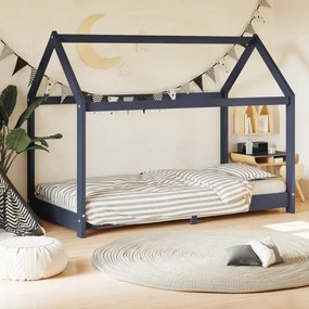283353 vidaXL Cadru de pat pentru copii, gri, 80 x 160 cm, lemn masiv de pin