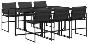 3295074 vidaXL Set mobilier de grădină, 7 piese, cu perne, negru, textilenă