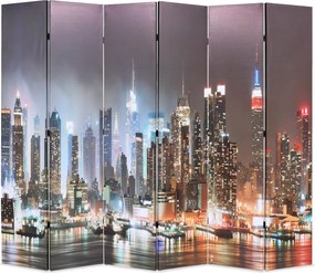 vidaXL Paravan cameră pliabil 228 x 170 cm, New York pe timp de noapte