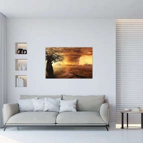 Tablou cu norii portocalii (90x60 cm)