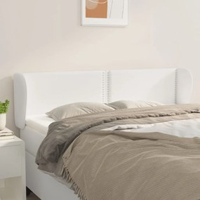 3117095 vidaXL Tăblie de pat cu aripioare, alb, 147x23x78/88cm piele ecologică