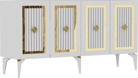 Comoda NORA, alb/auriu, PAL melaminat, 150x40x79 cm