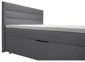 Pat tapițat NEW BOLERO 160x200 cm, cu spațiu de depozitare și saltele cu topper, gri