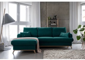 Colțar turcoaz extensibil/cu spațiu de depozitare (cu colț pe partea stângă/cu șezlong) Scandic Lagom – Miuform