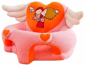 Fotoliu din plus pentru bebelusi cu spatar si suport de picioare, Îngeras, 50 cm, FPS-18-roz