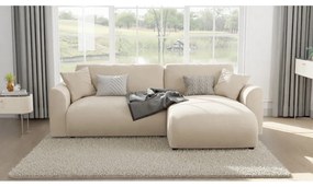 Colțar bej cu tapițerie din catifea (cu colț variabil) Lorine – Ropez