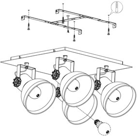 Eglo 43434 - Lampă spot BARNSTAPLE 2 4xE27/40W/230V