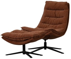 Fotoliu cu taburet maro pivotant cu tapițerie din chenille Kube – WOOOD