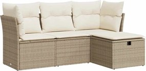 vidaXL Set canapele de grădină, 4 piese, cu perne, bej, poliratan