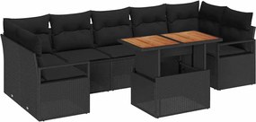 vidaXL Set de canapele pentru grădină cu pernă 8 pcs Negru și Maro