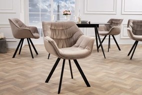 Scaun design retro Dutch Comfort, catifea greige