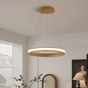 Brilagi - Lustră LED UMEA WOOD, suspendată pe cablu, LED/30W/230V, Ø 40 cm, lemn de cauciuc