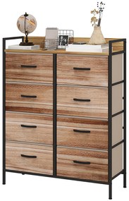 HOMCOM Comodă de depozitare 8 sertare din material textil detașabile, poliță superioară și cadru din oțel 79L x 29l x 101H cm | Aosom Romania