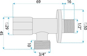 Robinet colțar 02 1/2" x 3/4" Brush Gold