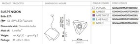 Lustra moderna design geometric realizata manual Gemmy prisma gold