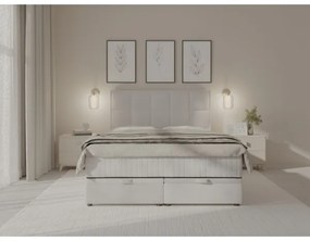 Pat tapițat GRACE, 180 x 200 cm, gri, cu saltele și spațiu de depozitare