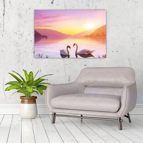 Tablou - Lebăde îndrăgostite (90x60 cm)