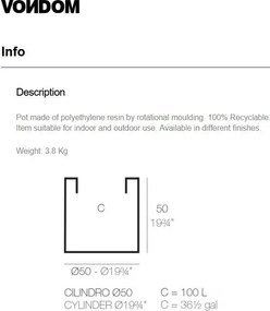 Ghiveci plante design decorativ modern exterior / interior CYLINDER POT 50x50cm