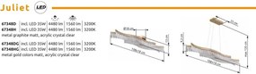 Lustra aplicata, Metal Auriu Mat, Cristale Acrilice, JULIET 67348DG GL