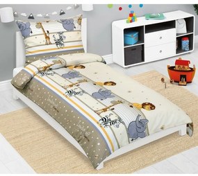 Lenjerie de pat creponată pentru copii Bellatex Safari bej, 140 x 200, 70 x 90 cm