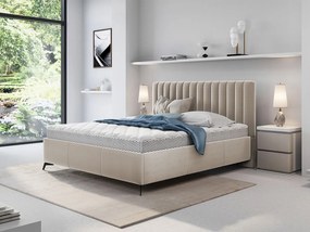 Pat matrimonial 140 cm Lozbona (Bej) (cu somieră) (cu sp. depozitare). Promo -17%. 1104155