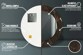 Oglinda rotunda imprimata Marmură maro