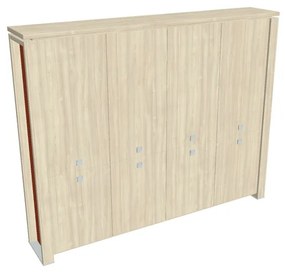 Dulap înalt Verno+ S 260 x 46 x 210 cm, salcâm / portocaliu