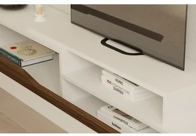 Set Mobilier Living Comoda si Polita Elda - White, Walnut