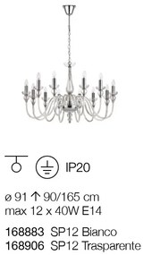 Candelabru elegant cu 12 brate DOGE SP12 TRASPARENTE 168906
