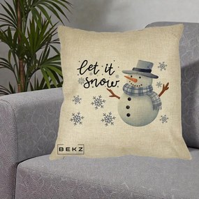 Perna Decorativa Let It Snow Om de Zapada, 40x40 cm, Crem, Husa Detasabila, Perna Inclusa, BEKZ®