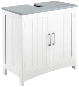 kleankin Mobilier Sub Lavoar Baie cu 2 Uși din MDF, 60x33x60cm, Gri și Alb | Aosom Romania