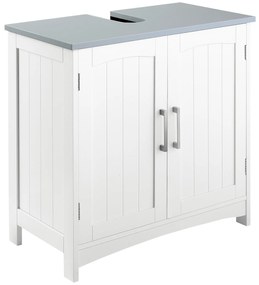 kleankin Mobilier Sub Lavoar Baie cu 2 Usi din MDF, 60x33x60cm, Gri si Alb | Aosom Ro