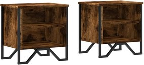 vidaXL Noptiere, 2 buc., stejar fumuriu, 40x30x40 cm, lemn prelucrat