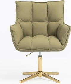 HR560CROSS Scaun Khaki Piele Ecologica Premium Soft cu Bază Aurie