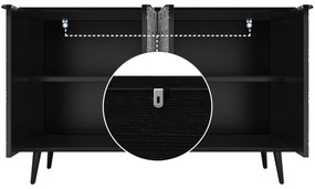 Dulap pentru sufragerie cu ușă sculptată cu model unic în chevron, Negru | Aosom Romania