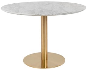 Masă de dining rotundă cu blat cu aspect de marmură ø 110 cm Bolzano – House Nordic