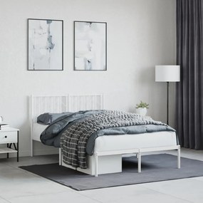 374483 vidaXL Cadru de pat metalic cu tăblie, alb, 120x190 cm