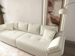 Canapea extensibilă dumonde cu ladă de depozitare si sezut confortabil din spuma high-density, Berlin Ambience Ivory 300x100 cm