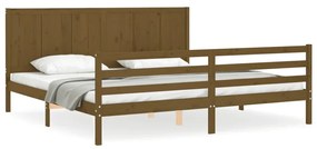 3194529 vidaXL Cadru pat cu tăblie, maro miere, 200x200 cm, lemn masiv